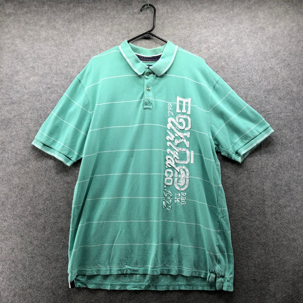Vintage Y2K Ecko Unltd Polo Shirt Mens 3XL Seafoam Green Spellout Graphic Skater